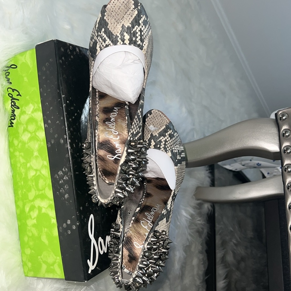 Sam Edelman Lorissa Gray Python Leather Peep Toe … - image 3